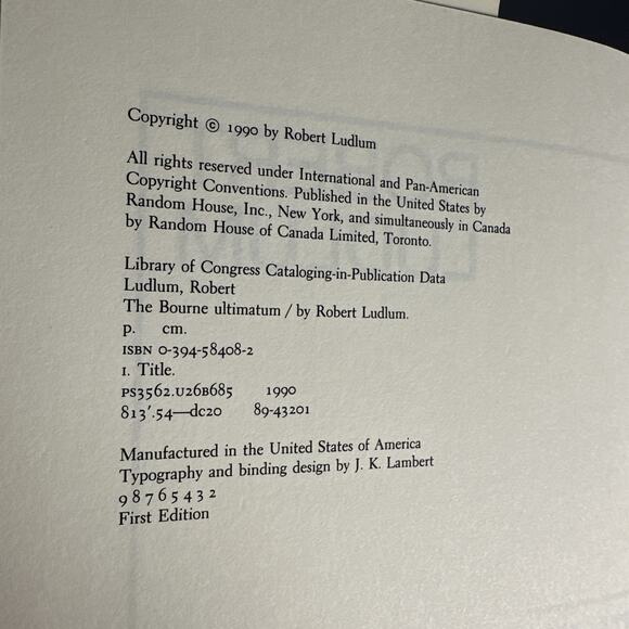 The Bourne Ultimatum by Robert Ludlum 1990 1st Edition Hardcover Book - Picture 9 of 9